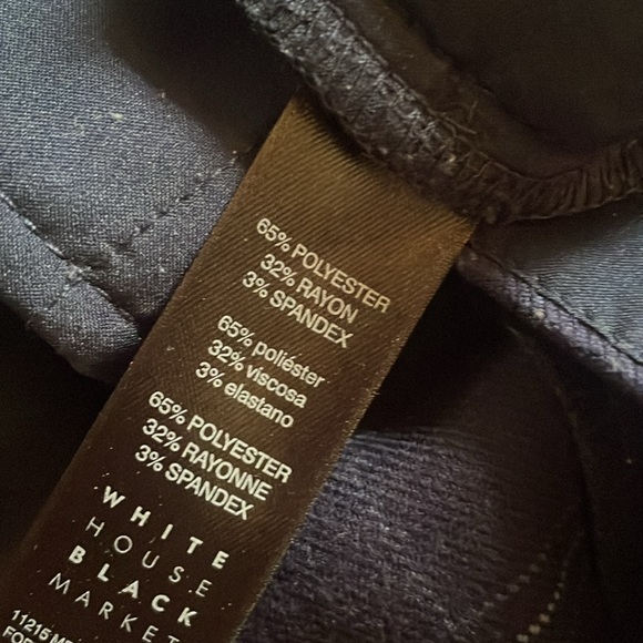 Navy blue plaid slim ankle notched hem pants - Picture 4 of 4